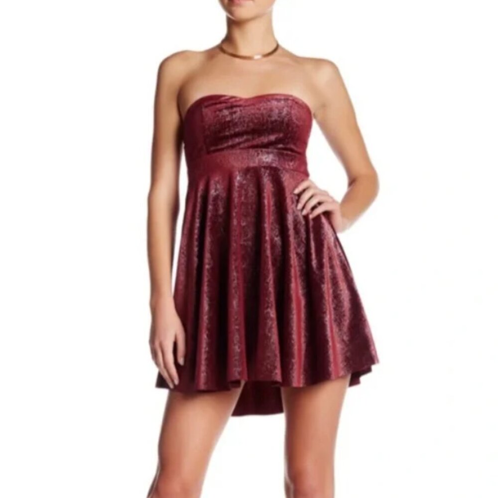 Free People Shattered Shine velvet mini dress berry pink L